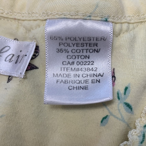 Vanity Fair Soft Pale Yellow Nightgown, Delicate Butterflies & Rises Pattern - Picture 8 of 9